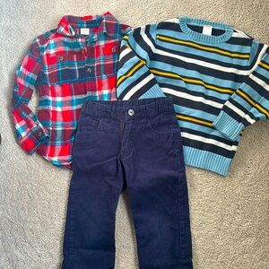 EUC Gymboree 4T lot. Flannel, sweater, corduroy 
pants.